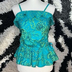 Limited Too Teal Floral Ruffle Camisole